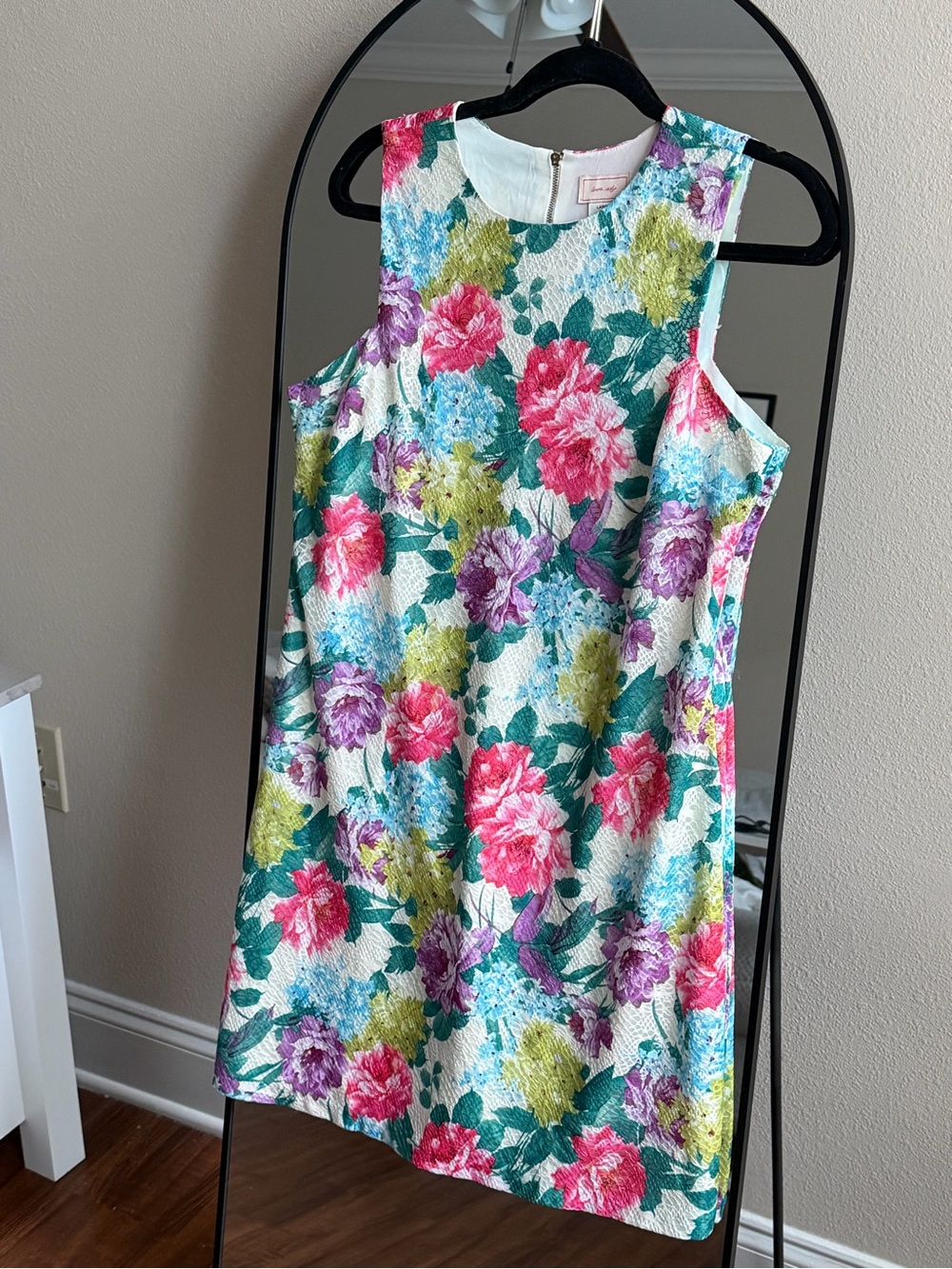 Love Ady Floral Textured Shift Dress | Colorful Spring Mini Dress